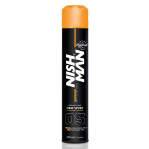 Nishman Hair Spray 05 Extra Strong Hold Hair Spray Natural Shine 400 ml - Barber Products